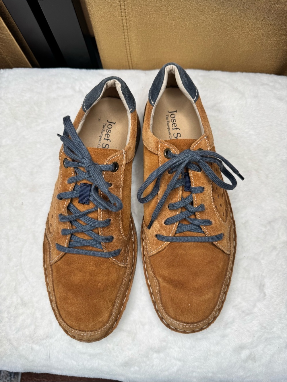 Josef Seibel Cognac Suede Comfort Lace Up Shoes EU 40 US 7-7.5